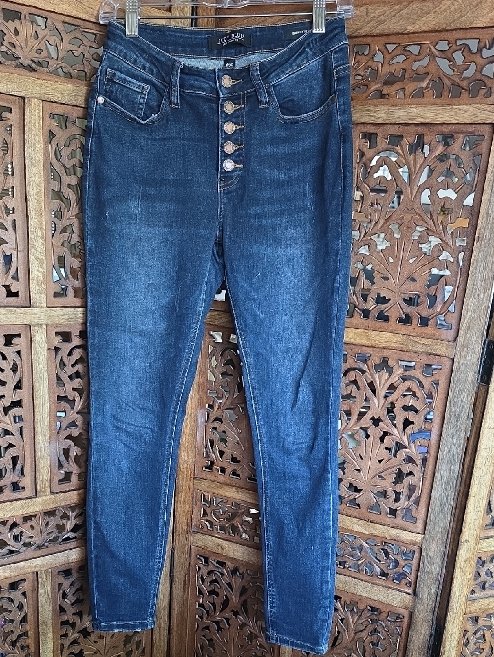 Judy Blue Dark Blue High-Rise Button-Fly Skinny Jeans